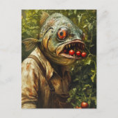 トマト園で魚を釣る人 ポストカード (正面)