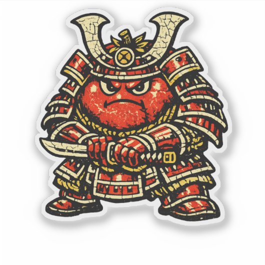 トマト戦車 — 面白い野菜の重装武者 シール (正面)