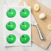 トマト揚げグリーントマトかわいい夏の庭 キッチンタオル (四つ折り)