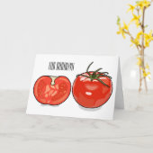 トマト漫画イラストレーション カード (黄色い花)