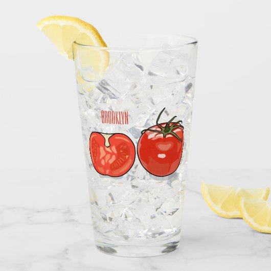 トマト漫画イラストレーション タンブラーグラス (アイス正面)