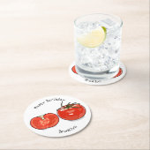 トマト漫画イラストレーション ラウンドペーパーコースター (インサイチュ)