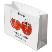 トマト漫画イラストレーション ラージペーパーバッグ (裏面アングル)