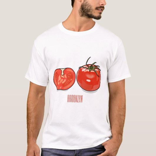 トマト漫画イラストレーション Tシャツ (正面)