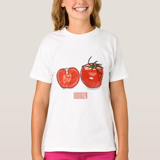 トマト漫画イラストレーション Tシャツ (正面)