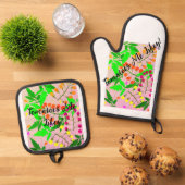 トマト私のキーのエプロン 鍋つかみ&鍋敷きセット (トップダウン)