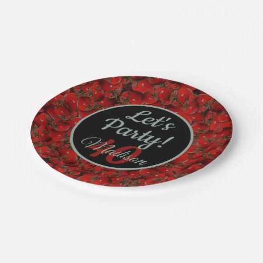 トマト紙プレート – オプションのパーソナライズ ペーパープレート (アングル)