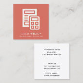 トマト赤計算モダンアイコン会計税 スクエア名刺 (正面/裏面)