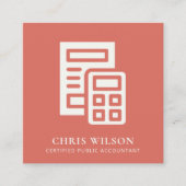 トマト赤計算モダンアイコン会計税 スクエア名刺 (正面)