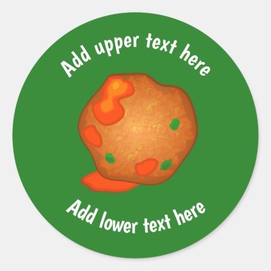 トマト&ハーブと完璧なミートボール – スローガンを追加 ラウンドシール (正面)