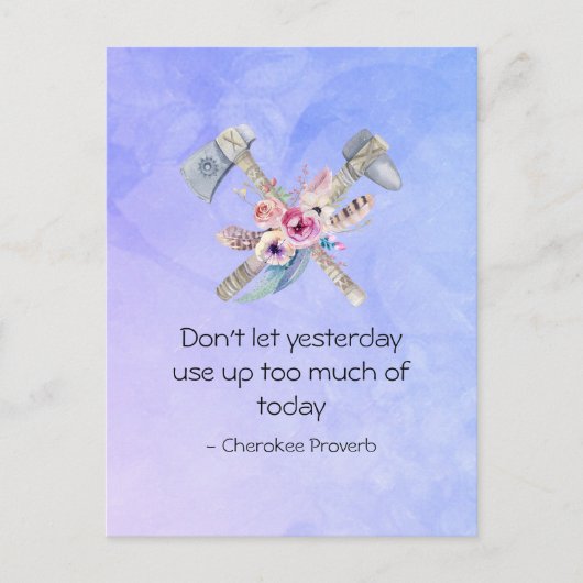 トマホークとの感動的なチェロキー諺 ポストカード (正面)