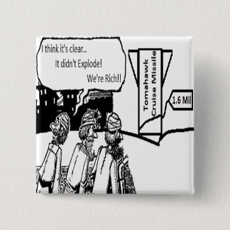 トマホークの巡航ミサイル: 1.6ミル。 政治漫画 缶バッジ