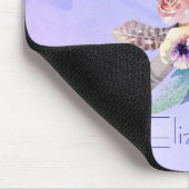 トマホークの羽と花の水彩デザイン マウスパッド (コーナー)