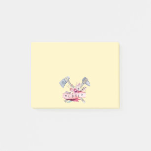 トマホークハンマーと花水彩デザイン ポストイット