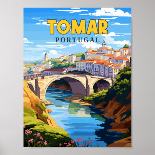 トマールポルトガルヴィンテージ旅行イラストレーション ポスター