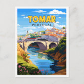 トマールポルトガルヴィンテージ旅行イラストレーション ポストカード (正面)