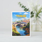 トマールポルトガルヴィンテージ旅行イラストレーション ポストカード (スタンド正面)