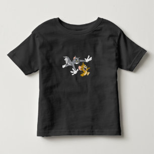 トムとジェリーおもしろいブラックTシャツ子供へ トドラーTシャツ