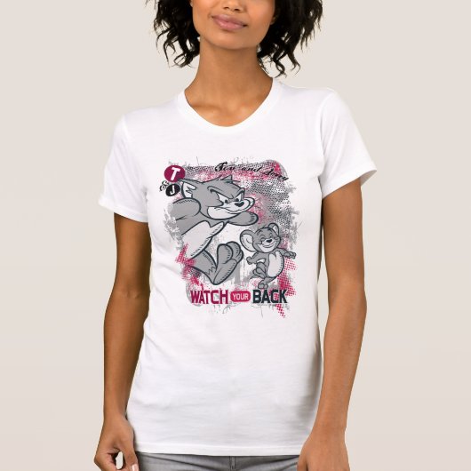 トムとジェリーがあなたの背中を見る Tシャツ (正面)