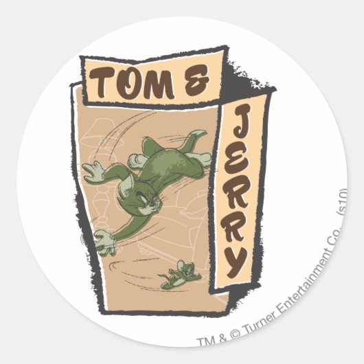 トムとジェリーはタンソファに座っている ラウンドシール (正面)