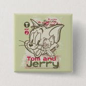 トムとジェリーピンクとグリーン 缶バッジ (正面)