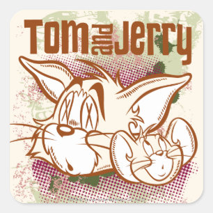 トムとジェリーブラウンおよび緑 スクエアシール