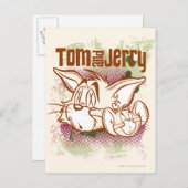 トムとジェリーブラウンおよび緑 ポストカード (正面/裏面)
