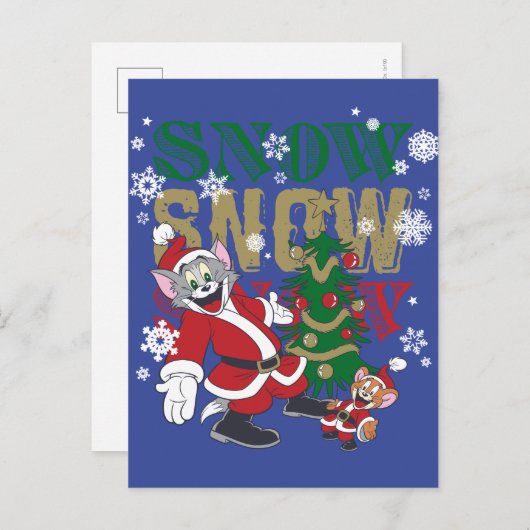 トムとジェリー・サンタスの木のそばに シーズンポストカード (正面/裏面)