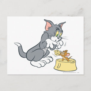 トムとジェリ食べ物を与えーの猫 ポストカード