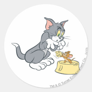 トムとジェリ食べ物を与えーの猫 ラウンドシール