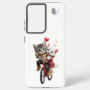 トムとルナ バレンタインデーの猫のカップル スマホケース SAMSUNG GALAXY S21 ULTRAケース