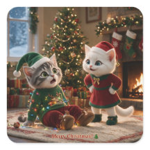 トムとルナ メリークリスマス 楽しい猫ステッカー
