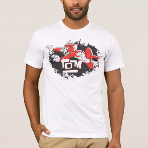 トムの黒くおよび赤いロゴ Tシャツ