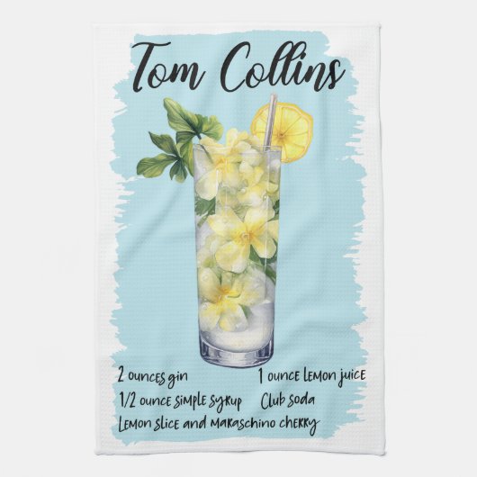 トムコリンズカクテルレシピ キッチンタオル (縦)