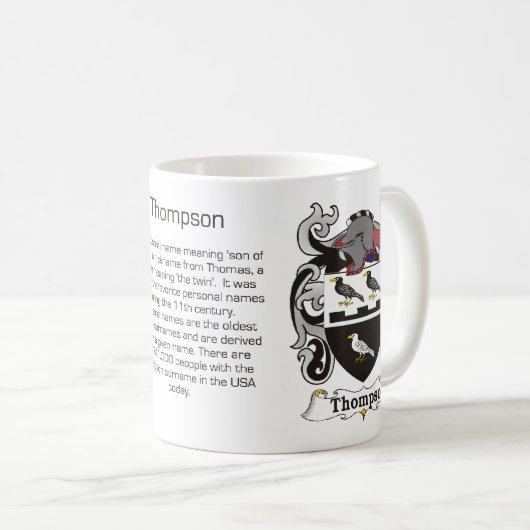 トムソンの家紋のマグ コーヒーマグカップ (正面右)