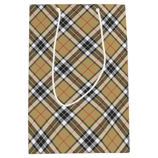 トムソンカメルタータンチェックプレイドパターンファミリーファッション ミディアムペーパーバッグ (正面)