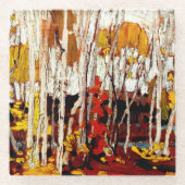 トムソン – 秋の樺の木 ガラスコースター (正面)
