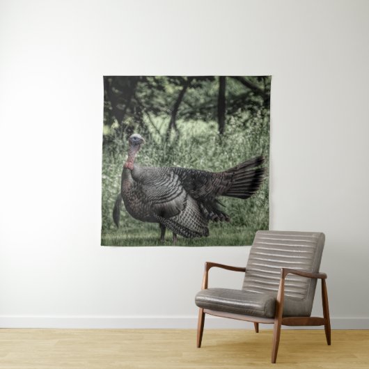 トムターキーセージグリーンB&W タペストリー (インサイチュ)
