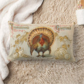 トムターキー感謝祭あいさつヴィンテージ枕 ランバークッション (ブランケット)