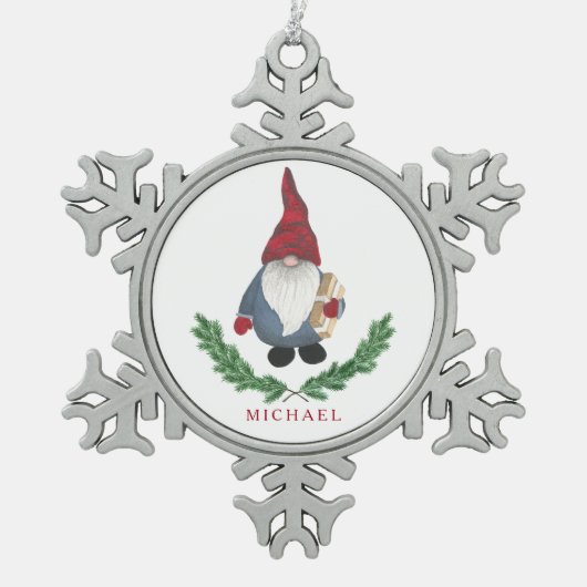 トムテンクリスマススノーフレークオーナメント スノーフレークピューターオーナメント (正面)