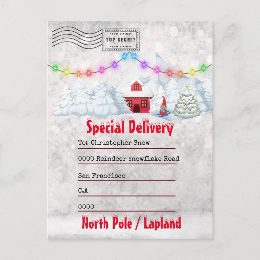 トムトからの手紙 |丸太小屋冬のワンダーランド ポストカード (正面)