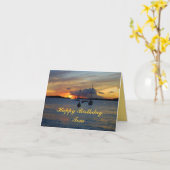 トムハッピーバースデーセイルボーツアットサンセット カード (黄色い花)
