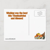 トム·ザ·ピルグリム·トルコの幸せな感謝祭 シーズンポストカード (裏面)