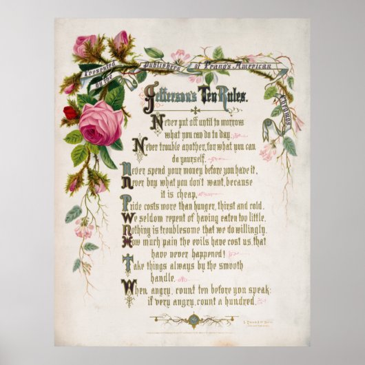 トム・ジェファーソンの10規則1873 ポスター (正面)