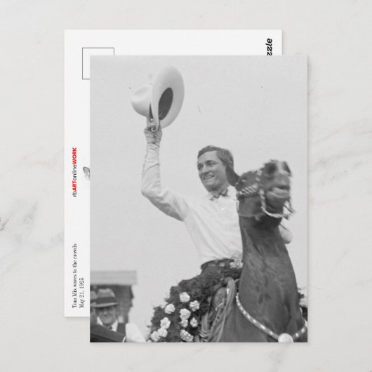 トム・ミックス、帽子を振る ポストカード (正面/裏面)