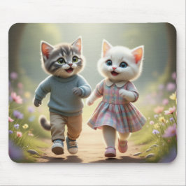 トム＆ルナ マウスパッド、かわいい猫のデスクマット マウスパッド