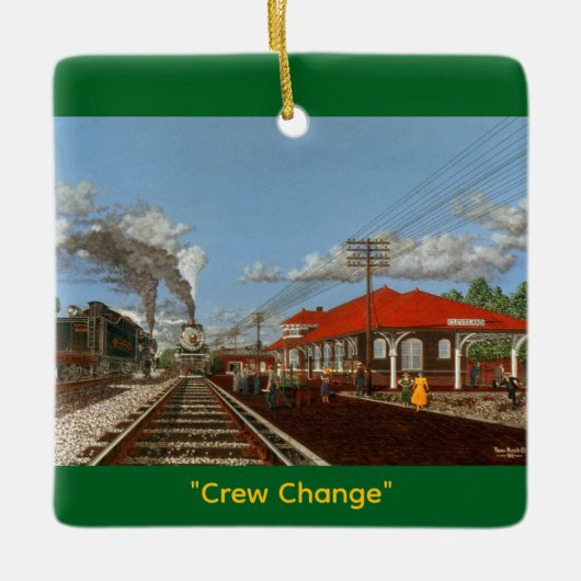 トム・ロック作 "Crew Change" セラミックオーナメント (正面)