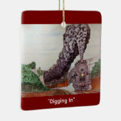 トム・ロック作 "Digging In" セラミックオーナメント (右)