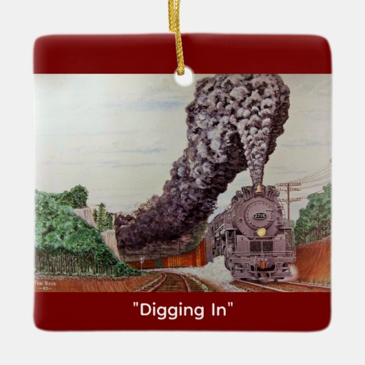 トム・ロック作 "Digging In" セラミックオーナメント (正面)