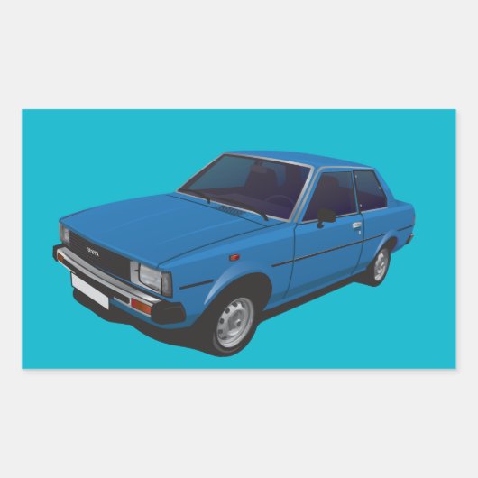 トヨタコロラDX KE70 2ドアブルー 長方形シール (正面)